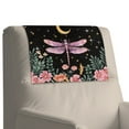 thumbnail image 4 of COEQINE Recliner Headrest Protector PU Leather Waterproof Couch Headrest Covers with Adhesive Backed Hook and Loop Fasteners for Home Living Room Decor, 17x27 Inch, Dragonfly Moon Flower, Set of 3, 4 of 7