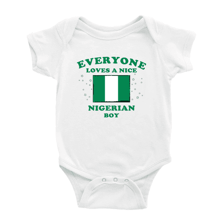 

Everyone Loves a Nice Nigerian Boy Cute Baby Romper Bodysuit For Boy Girl (White 0-3 Months)