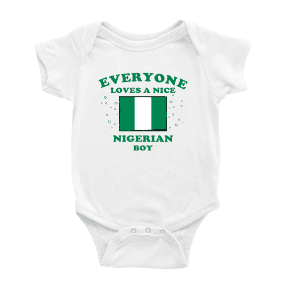 Everyone Loves a Nice Nigerian Boy Cute Baby Romper Bodysuit For Boy Girl (White, 12-18 Months)