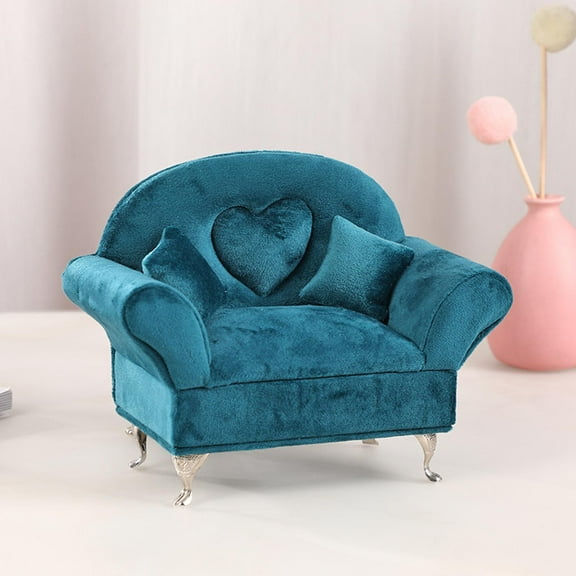 Segolike Sofa Couch Jewelry Box 12inch Dolls Accessories Women Jewelry Case for Table Decoration , Green