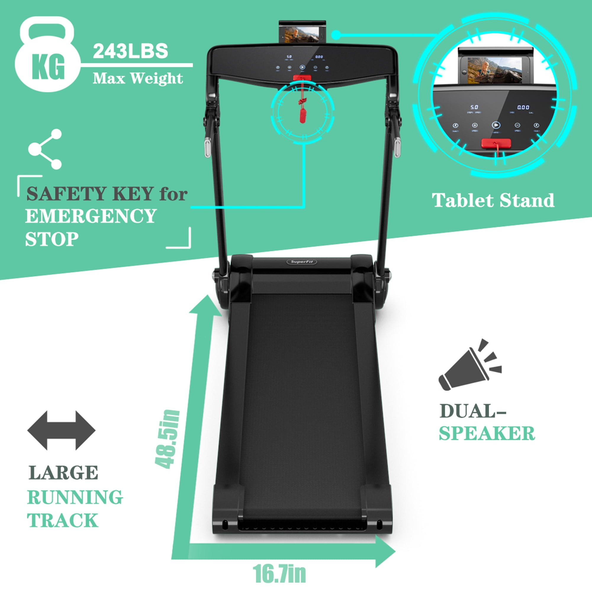 Gymax Folding Electric Treadmill 3.0 HP Exercise Running Machine with App Control Silver