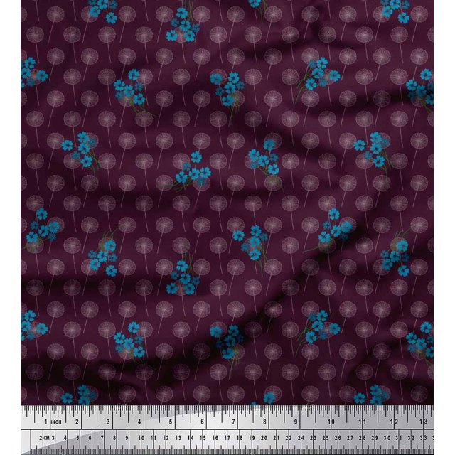 Soimoi Poly Georgette Fabric Artistic Floral Print Sewing Fabric Yard 42 Inch Wide