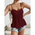 thumbnail image 4 of Womens Summer Spaghetti Strap Sexy Lace Trim Peplum Tank Top Backless Going Out Crop Tops for Women, 4 of 6