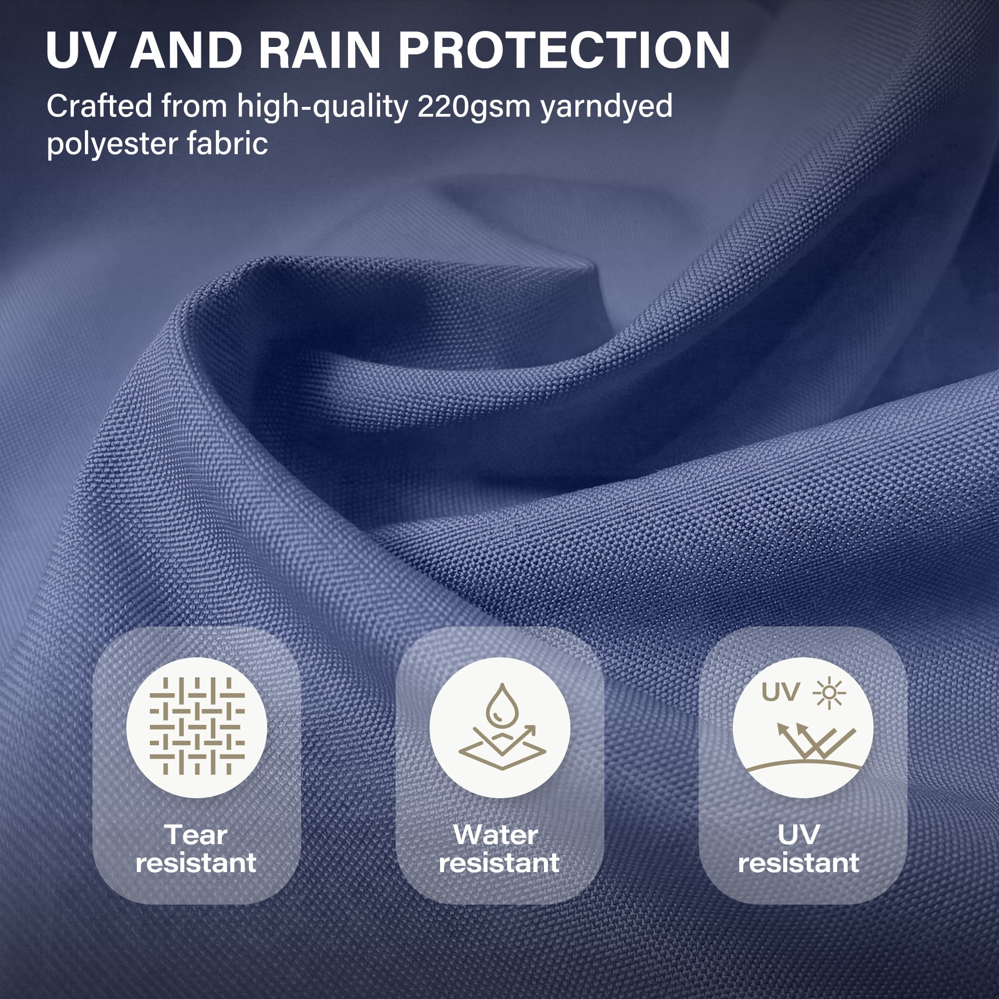 KAMEROUT Outdoor Patio Umbrella with Base Included, 9 Feet Large Cantilever Windproof Offset Umbrella with 360-degree Rotation for Backyard, Pool, Lawn, Deck, Navy Blue