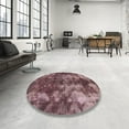 thumbnail image 4 of Ahgly Company Machine Washable Indoor Square Abstract Velvet Maroon Purple Area Rugs, 6' Square, 4 of 7