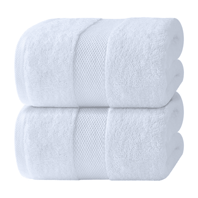 2pcs Juego De Toallas Baño Completo Grande 100% Algodón Blanco Confort