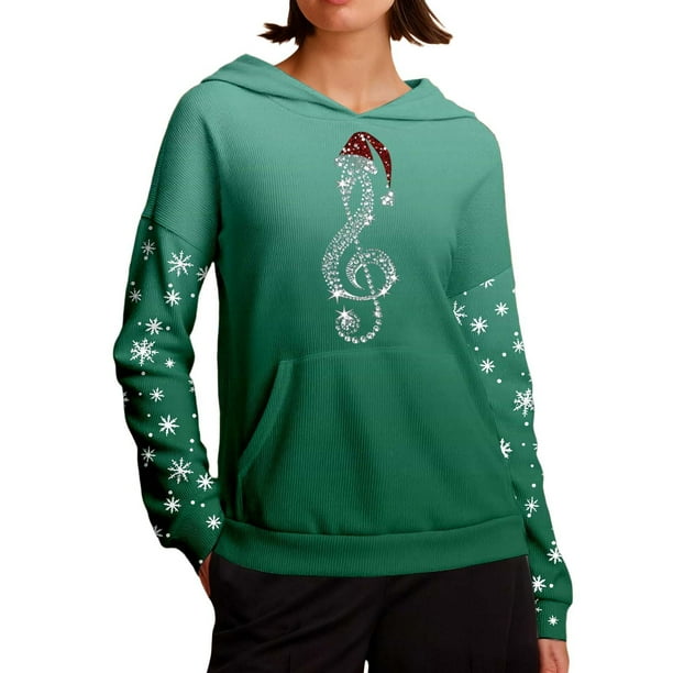 WILLBEST Sudadera con Capucha Cozy Style de Manga Larga, Estilo Casual y Cómoda, Ideal para Estar En Casa Durante Las Fiestas Diseño Estampado X-Grande