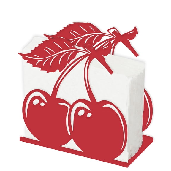 Cherry Napkin Holder for Tables Red DIY Metal Sserviette Holder Tabletop Cloth Tissue Paper Stand Freestanding Napkin Dispenser with Gasket