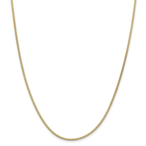 Solid 14k Yellow Gold 1.8mm Flat Wheat Chain Necklace - with Secure Lobster Lock Clasp 18"