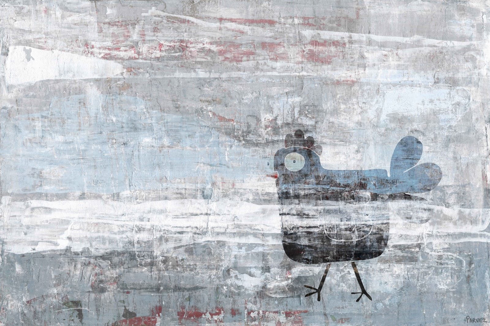 "Hazy Hen" Painting Print on Wrapped Canvas