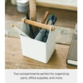 thumbnail image 4 of Yamazaki Home Pen + Desk Organizer - Two Sizes, White, Steel + Wood, Pens, Handles, No Assembly, 4 of 6