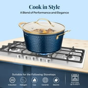 Gotham Steel 10 Pc Hammered Pots and Pans Set Non Stick, Easy Clean Kitchen Ceramic Cookware Set Nonstick, Long Lasting Pot and Pan Set with Skillet, Sauce Pan, Oven Safe, No Forever Chemicals, Navy