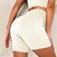 thumbnail image 5 of Women's High-Waisted Seamless Biker Shorts Ribbed Compression Yoga Workout Shorts for Fitness and Running- Small, Ivory, 5 of 6