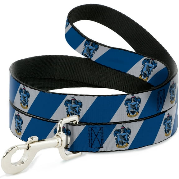 The Wizarding World of Harry Potter Pet Leash, Dog Leash, Ravenclaw Crest Diagonal Stripe Gray Blue, 4 Feet Long 0.5 Inch Wide
