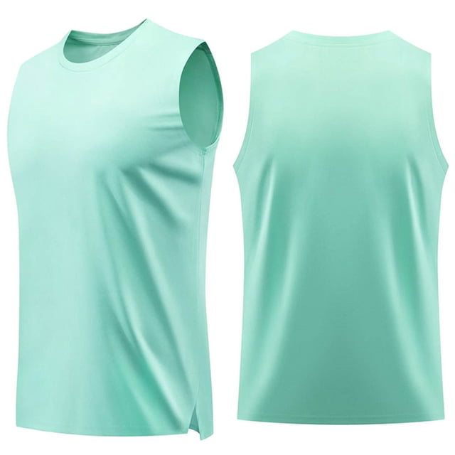 Camiseta sin mangas de cuello redondo para hombre, color liso, transpirable, cuello redondo, sin mangas, chaleco de entrenamiento, blusas, camisas, blusa de poliéster para hombre