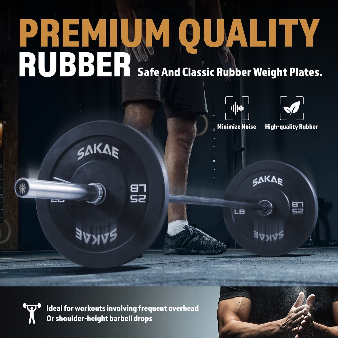 SAKAE Olympic Rubber Bumper Plates, 2-Inch Weight Plates Set with Steel Hub, Ideal for Weightlifting, CrossFit Equipment, Strength Training & Home Gym Workout, 160LB Set (10, 25 & 45LB Pairs)
