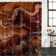 thumbnail image 3 of Brown Marble Waterproof Fabric Shower Curtain,Ombre Abstract Striped Mottled Aesthetic Waterproof Fabric Shower Curtain for Bathroom Curtains Bathtubs Shower Curtains with 12 Hooks Standard 72x72, 3 of 8