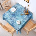 thumbnail image 2 of Blue White Tie Dye Wave Pattern Square Tablecloth,Waterproof Square Table Cover,Wipeable Spillproof Washable Table Cover for Home Kitchen Party Decor 60"x60"(152x152cm), 2 of 6