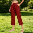 thumbnail image 5 of Women's Pants Cotton Linen Petite Summer Lightweight High Waist Straight Leg Solid Summer Casual Fashion Trousers Pants For Women, 5 of 8
