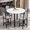 Marble Texture & Gray Velvet Chairs, variant on Baxluxe Round Dining Table Set for 4, Faux Marble Kitchen Table with Upholstered Velvet Chairs, Modern Dining Room Furniture, Easy to Assemble & Clean