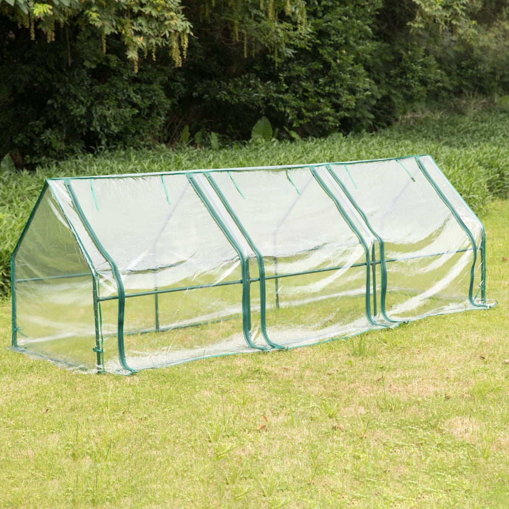 Green Outdoor Waterproof Portable Plant Greenhouse with 2 Clear Zippered Windows