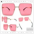 thumbnail image 2 of Womens Large Rectangle Thin Metal Rim Butterfly Minimal Sunglasses Gold - Pink, 2 of 8