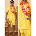 thumbnail image 4 of Unique Bargains Men's Polka Dots Hawaiian Short Sleeves Summer Shirts 2 Pieces Set XL Yellow, 4 of 6