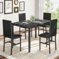 thumbnail image 6 of MOOSENG 5 Piece Dining Table Set for 4, Faux Marble Kitchen Table and Chairs for 4, Modern Dining Room Table with 4 Chairs, Dinner Table Set for Small Spaces, Black, 6 of 9