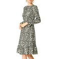 thumbnail image 5 of INSPIRE CHIC Women's Printed Long Sleeves Keyhole Neck Ruffle Hem Midi Dresses, 5 of 7