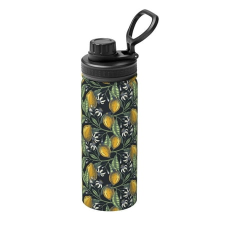 

Goofa Citrus Fruits Elegant Lemons Print 18oz Sports Insulated Kettle With Straw Water Bottle Sports Water Bottle For Running Hiking Cycling Climbing Mans Womans