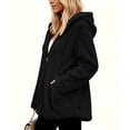 thumbnail image 3 of Scyoekwg Women's Hooded Fleece Zip Up Jacket Long Sleeve Drawstring Sherpa Coat with Side Pockets Soft Warm Loose Fit Fall Winter Outerwear,Size:S-XXL, 3 of 7