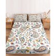 thumbnail image 2 of Twin Sze Fitted Sheet Set - Paisley Flower 2 Piece Bedding Sets 16" Deep Pocket Fitted Sheet with 1 Pillowcase, Spring Watercolor Country Floral Leaf Plant Brushed Microfiber Hotel Luxury Bed Sheets, 2 of 9