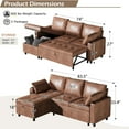 thumbnail image 4 of AECOJOY Sofa Bed, 3 in 1 Sleeper Sofa with Storage Chair, Faux Leather L Shape Couch, Sectional Pull Out Sofa Bed Mid Century Modern Couch for Living Room Clearance, Comfy Sleeper Couch in Brown, 4 of 8