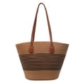 thumbnail image 1 of Bolso Hombro para Mujer Con Tejido A Rayas Hecho Mano Playa, 1 of 9