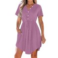 thumbnail image 1 of WRKEKC Liquidation d'Été! Robes d'Été pour Femmes 2025, Robes Décontractées pour Femmes, Robe d'Été Décontractée Col en V Manches Courtes Robes à Cordon avec Poches, 1 of 8