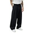 thumbnail image 2 of Mens Wide Leg Trousers Loose Fit Pleated Front Casual Pants Relaxed Fit Straight Leg Trousers for Daily Wear, 2 of 4