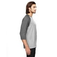 thumbnail image 2 of Anvil 6755 Men's Tri-Blend 3/4-Sleeve Tee Heather Grey/Heather Dark Grey XS, 2 of 6