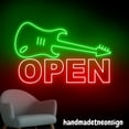 thumbnail image 4 of Handmadetneonsign Guitar Open Neon Sign, Guitar Shop Wall Art, Musical Instrument Store Wall Decor 037154, 4 of 5