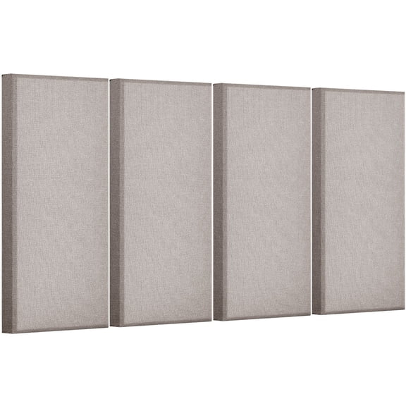 4 PCS Acoustic Panels, 2 inch Thick 23.6 x 11.8 inch Fiberglass Sound Absorbing Panels, Self-adhesive Soundproof Wall Boards, for Studios, Office, Home Theater,Meeting Room, Camel
