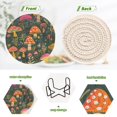 thumbnail image 4 of Yayeee 6 PCS Drink Coasters with Holder Set Woven Absorbent Round Tabletop Hot Pad, Orange Mushroom, 4 of 7