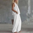 thumbnail image 5 of Women's Summer Solid Color V Neck Shirt Top With Pocket Casual Shorts Set, 5 of 6
