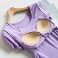 thumbnail image 6 of GPOECD Women's Solid Color Short Sleeve T-Shirt with Built-in Bra Wireless Comfort Casual Wear Stretchy Summer Top for Everyday Z8083-Purple,S, 6 of 8
