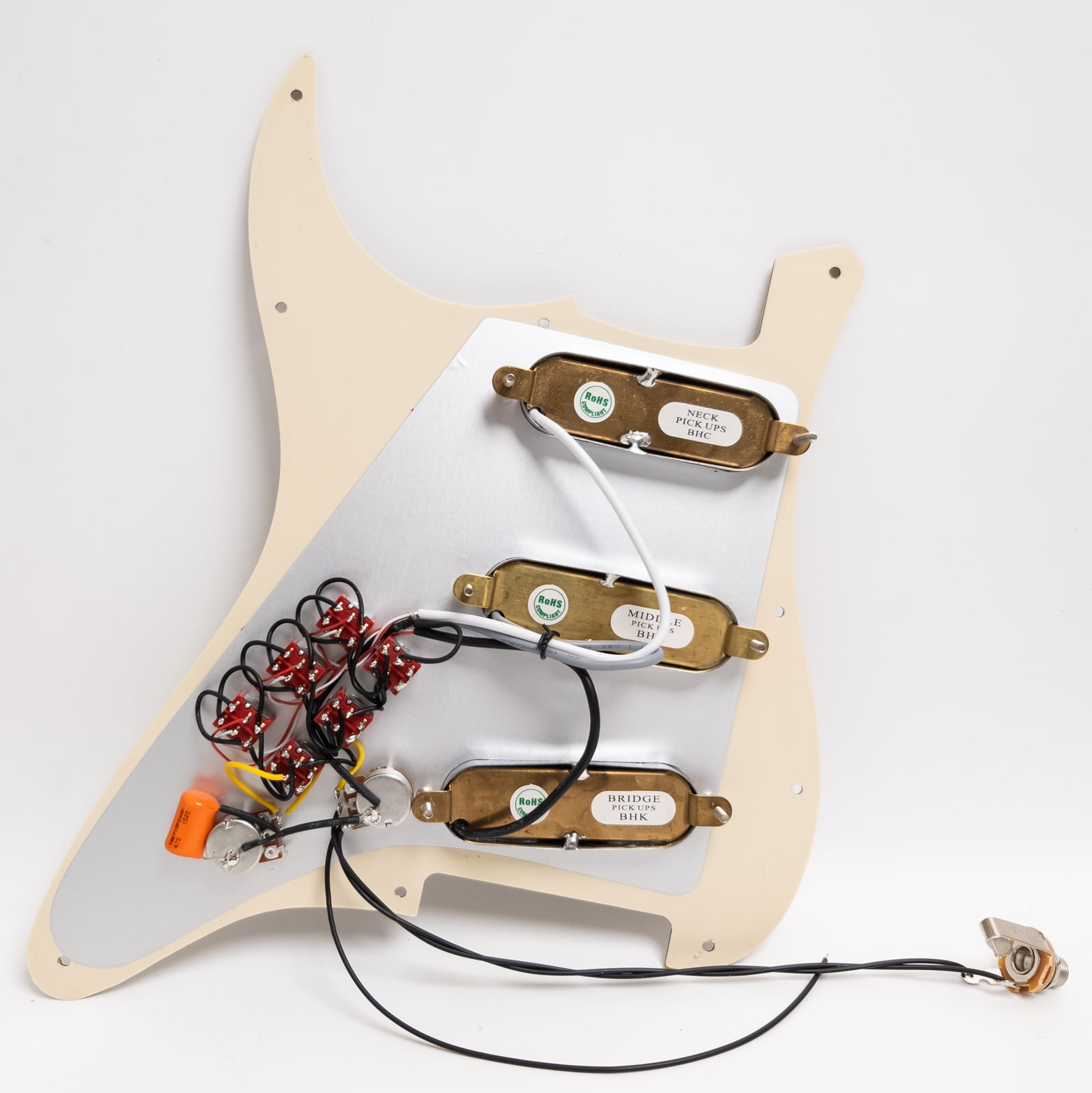 Guitar Prewired Pickguard, with SSS 3 Mini Toggle 3 Phase Switch, for USA/Mexico Strat Electric Guitar Replacement Parts