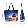 thumbnail image 6 of Bingfone Canvas Tote Bag for Women with Inner Pocket Aesthetic Cute Shopping Tote Bags Reusable Grocery Bags-Lantern On Snow With Christmas, 6 of 9