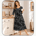 thumbnail image 3 of DreamFish Long Nightgowns for Women 3/4 Sleeve Sleepshirts Loungewear Pleated Casual Sleepwear Loose House Dress, 3 of 4