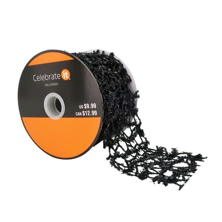 Ribbon Celebrate It 2.5 in X 20 Feet Black Mesh Glitter