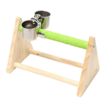 Pet Parrot Playstand with Feeding Cups Bird Stand Tabletop Lightweight Platform Wooden Perch Bird stands for Lovebird Budgie Macaw Large Bird
