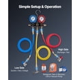 thumbnail image 6 of VEVOR AC Manifold Gauge Set for R134a R404A R1234yf R22 Refrigerant, 3 Way AC Gauge with 5 ft Hoses, Adapters, Quick Couplers, Can Taps for Automotive Air Conditioning Maintenance,Charging Evacuation, 6 of 9