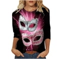 thumbnail image 2 of Craaazy Mardi Gras Shirts for Women 3/4 Sleeve Casual Loose Crewneck Carnival Tops Fashion Colorful Blouses Gifts, 2 of 5