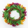 thumbnail image 2 of Artificial Tulip Wreath Spring Wreath, 16inch Spring Wreath for Front Door, Red Tulip Valentines Wreath for Indoor Outdoor, Home Office Wall Holiday Wreath Decor, Valentines Day Wreath, 2 of 8